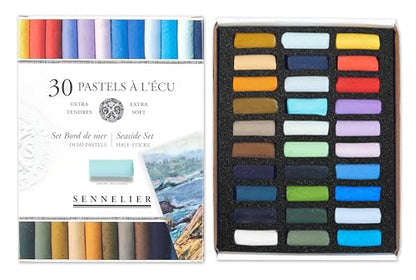 SENNELIER Extra-Soft French Half Pastel Seaside Professional Artist Box Set, 30-Colors