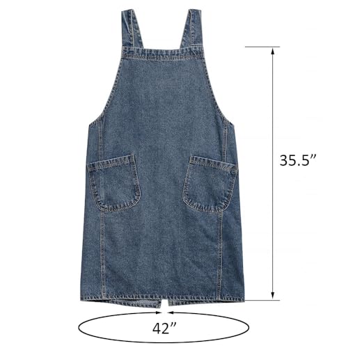 Denim Apron with Large Pockets for Cooking Kitchens, Gardening Aprons for Women Men, Bib Jean Apron for Arts Cafe Work (Style B, Deep Blue) - color: Style B - Deep Blue