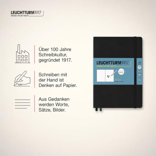 Leuchtturm1917 - Medium A5 Hardcover Sketchbook (Black) - 112 Pages of 150g/m² Paper - color: Black, size: Medium (A5)