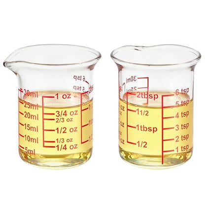 High Borosilicate Glass Measuring Cup with V-Shaped Spout, 30ml (1oz) | Pack of 2 – Precision Glass Measuring Cup for Kitchen & Bar - size: 30 ML/1 OZ(Pack of 2)