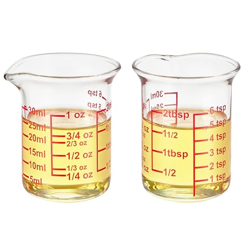 Ackers BORO3.3 Glass Measuring Cups with V-Spouts, 30 ml/1 oz, 2 Pack - size: 30 ML/1 OZ(Pack of 2)
