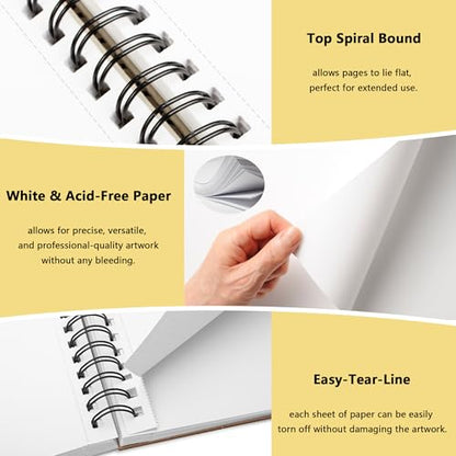 WINNER 9" x 12" Sketch Book 4 Pack, 400 Sheets Spiral Bound Art Sketchbook, 68lb/100gsm White Acid Free Drawing Pad, Sketching Doodling Drawing Writing Sketch Pad, Back to School Art Supplies, Yellow - color: Yellow, size: 9"x12"