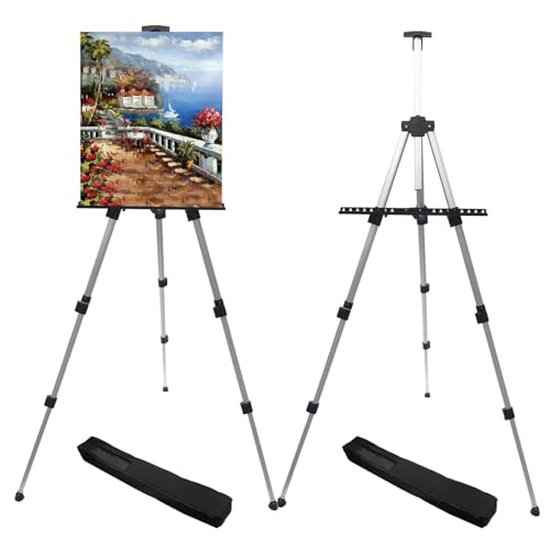 RRFTOK Silver 2 Pack 17-66 Inch Art Easel Stand for Painting and Sign - style: 66S 2pack