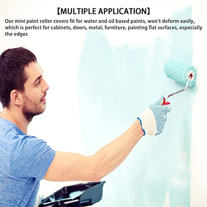 10 Pcs 6 inch Paint Roller Cover with 2 Frame Set | Microfiber Roller, High Density Foam Paint Rollers, Mini Paint Brush Kit for Painting Walls,Ceilings,Cabinets,Cupboards,Doors - size: 6", 10pieces