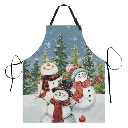 Imiss Waterproof Stain-Resistant Cooking Chef Aprons for Grill BBQ Baking 27 X 31 Inch - color: Snowman Forest