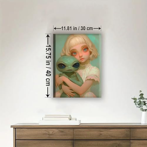 Aeontinity Alien Young Doll Gothic Framed Canvas DIY Paint by Numbers Kit Bar Cafe Cave Home Room Wall Bathroom Porch Patio Decor Gift, 16 x 12 Inch - color: ALIEN YOUNG DOLL
