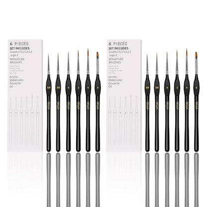 6Pcs Miniature Paint Brushes Set with Triangular Handles - for Acrylics, Oils, Watercolors & Paint by Number, Figurine（2PACK）(Black) - size: 12PCS
