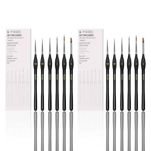 6Pcs Miniature Paint Brushes Set with Triangular Handles - for Acrylics, Oils, Watercolors & Paint by Number, Figurine（2PACK）(Black) - size: 12PCS