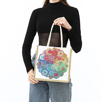 DOOSAI Diamond Painting Canvas Tote Bags 4 Pack Boho Diamond Dots Art Kits Shoulder Bags 5D DIY Handbags Handmade Gifts Reusable Shopping Bags with Handle for Women Adults(Bird Butterfly Mandala Love) - color: 4 Pack Birds Butterfly Mandala-Flower Love