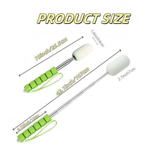 42" Sponge on a Stick for Pottery, 6 Detachable Sponge Heads, Telescoping Ceramic Tool for Removing Water & Shaping Tall/Narrow Vessels, Green Artist Pottery Tool (2 Stick) - color: 2 Green