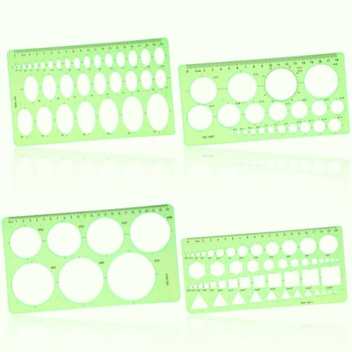 Dimeho Geometric Drawings Templates,4 Pcs Circle Shape Stencils for Drawing