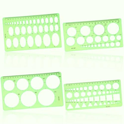 Dimeho Geometric Drawings Templates,4 Pcs Circle Shape Stencils for Drawing