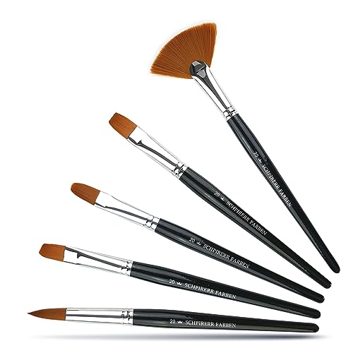 SCHPIRERR FARBEN - Big 5 Paint Brushes for Canvas Painting, Acrylic, Gouache, Oil and Watercolor Paint Brush Set with Synthetic Bristles, Great for Beginners and Seasoned Painters, Set of 5, Size 20 - size: Big5