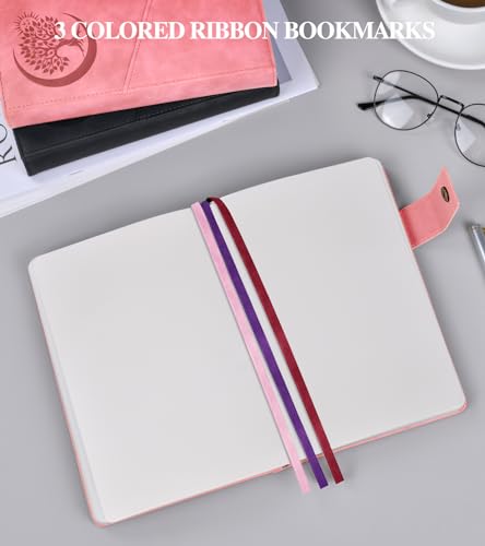 PAIBAS Blank Journal Notebook, A5 Hardcover Leather Sketchbook with 200 Pages Thick Blank Paper for Men Women, Unlined Drawing & Writing Journal, 5.9" x 8.4" Plain Notebook (pink) - color: Pink, size: Blank Page