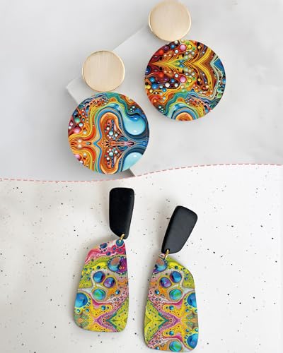 Puocaon Abstract Clay Transfer Paper - 20 Sheets Polymer Clay Transfer Sheets for Earrings Featuring Colorful Abstract Ink Art, Transfer Paper for Polymer Clay Jewelry - color: abstract