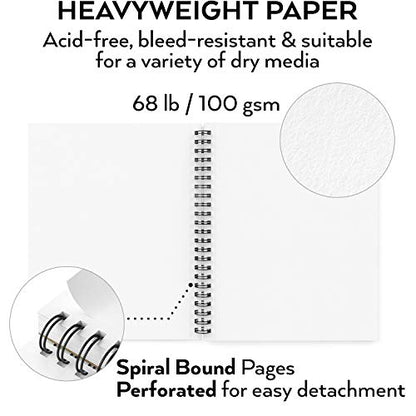 ARTEZA Sketch Book 2 Pack, 9x12 Inches, 200 Sheets of 68 lb Heavyweight Paper, Spiral Bound Drawing Pad with Perforated True-to-Size Pages for Sketching, Drawing, and Illustration - size: 2 Pack 9x12