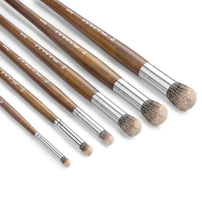 Fuumuui Professional Paint Brush Set, 6Pcs Natural Badger Hair with Dome Shape Blending Mop Oil Paint Brushes for Acrylic Painting Oil and Gouache - style: Dome