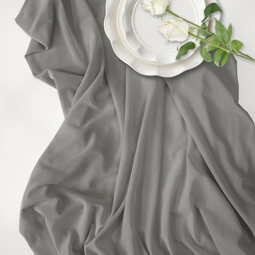 Manyshofu Grey Mesh Fabric by The Yard 4-Way Stretch, 60 Wide (5 Yard) - color: Grey, size: 5 Yard