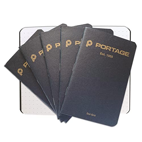 Portage Small Dot Grid Notebook- Notepad for Field Notes, Black Dot Grid Small Sketch Book, Pocket Notebook Journal for Taking Notes in the Field – 3.5 x 5.5 Inches, 64 Pages, (Pack of 6) - color: Black, style: Dot Grid Notebook