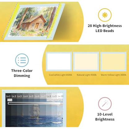 A4 LED Copy Board Light Tracing Box，Trace Light Pad for Tattoo Transferring, Drawing, Streaming, Sketching, Animation, Stenciling，USB LED Light Board for Diamond Painting - size: 13.58"L x 10.04"W x 0.3"H