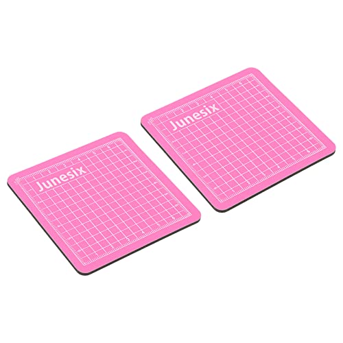 MECCANIXITY Cutting Mats 3.1x3.1" Double Sided Mini Rotary Fabric Sewing | 2 Pack, for Hobbyist DIY Craft Creative Design, Pink
