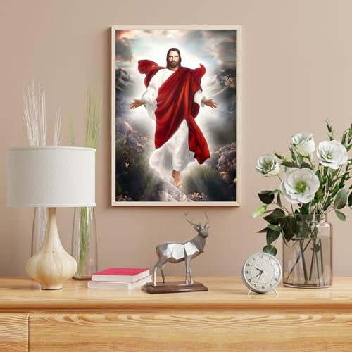 Ohhvvow Jesus Diamond Art Painting Kits for Adults, Full Drill Faith Diamond Dots Paintings for Beginners Round 5D Paint with Diamonds Pictures Gem Art Painting Kits DIY Crafts 12x16 Inch - color: Jesus B