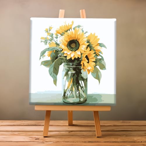 Natuyalo Framed Paint by Number Kits for Adults Beginners, Sunflower Easy Acrylic Adult Paint by Number Kits, Flowers DIY Painting by Numbers Kits with Frame Ideal Gift 12x12 Inch - color: Color-06