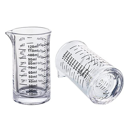Ackers 4 Oz Glass Measuring Cup,Borosilicate Shot Glass with V-Shaped Spout(Pack of 2) - color: Black(Pack of 2)