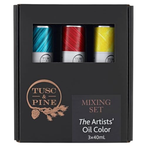 Tusc & Pine Artist Oil Paint - Mixing Colors, Set of 3 40 ml, Non-Yellowing, Rich & Creamy Consistency, Maximum Pigment Load, Small Batch Milled Oil Paints Made in the USA for Professional Artists - color: Mixing Colors, size: 40 ml (Set of 3)