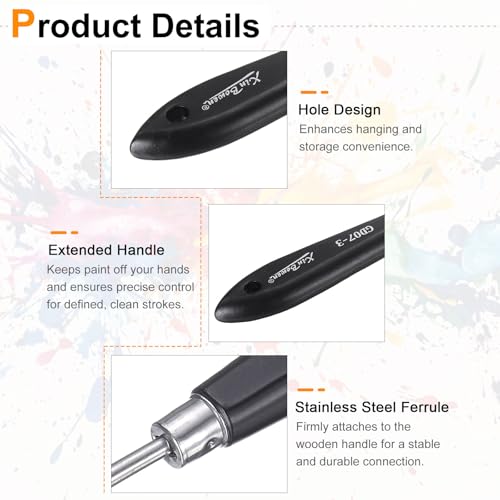 HARFINGTON Palette Knife Painting Tool 8.07" Stainless Steel Pointed Blade Spatula Painting Pallet Knife with Hole Design Beech Wood Handle for Oil Canvas, Black/Silver - size: 8.07" x 2.24" x 0.79"