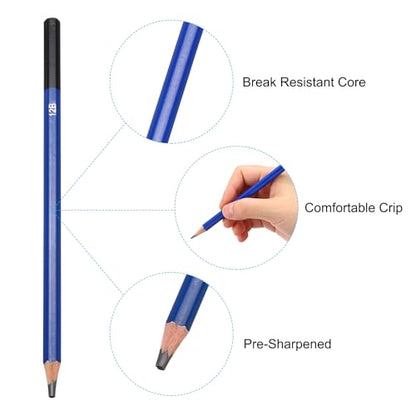 PATIKIL 12B Drawing Pencils for Sketching, 6PCS Sketch Pencils for Drawing Art Pencils Graphite Wood Pre-sharpened for Drawing Sketching Artists, 12B Pencils - size: 1 Count (Pack of 1), style: 12B