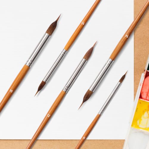 5-Piece Extra Long Needle Point Detail Brush Set - Brown