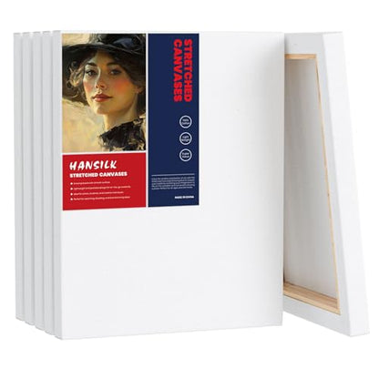 Stretched Canvases for Painting, 8x10 Inch Painting Supplies for Artists, Blank Canvas Pack, 6-Pack for Acrylic, Oil and Gouache Paints - size: White-8×10