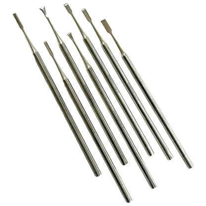7 Pack Precision Mini Chisel Carving Tools for Detailed Small Crafts Such as Wood Carving, Wax Modeling, Soap Carving, and More - One Piece Construction Stainelss Steel