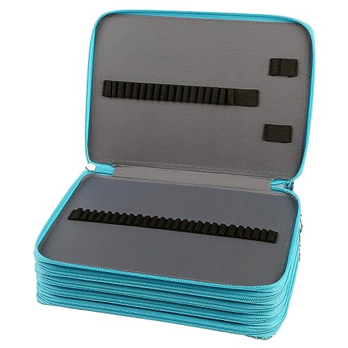 250 Slots Pencil Case 5-Layer Zipped Holder w/Handle - color: Daisy, size: 250