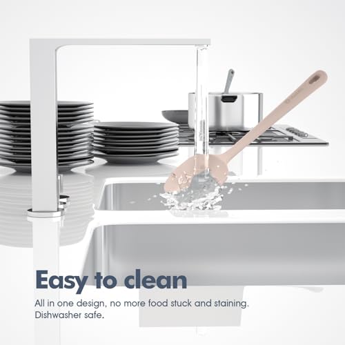 ChefAide 5 Pieces Silicone Spatula Set, Food Grade Rubber Spatula, Upgrade Strong Handle with Ergonomic Grip, Heat Resistant Up to 600°F for Nonstick Cookware, Cooking - color: Beige, size: 5 pieces