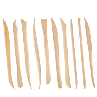 Giantree 10 Pcs Wooden Clay Sculpting Tool, 6'' Double-Ended Ceramic Wooden Clay Modeling Sculpture Tool Polymer Pottery Dough Modeling Tools Kit for Cutting Soap Carving Detailing and Smoothing