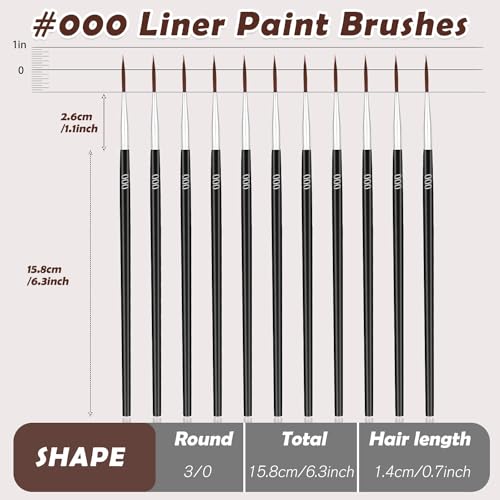 30Pcs Micro Paint Brushes Set with Protective Sleeve, Detail Paint Brushes #000 Fine Line Brushes Set for Watercolor, Acrylic, Crafts, Models - size: #000