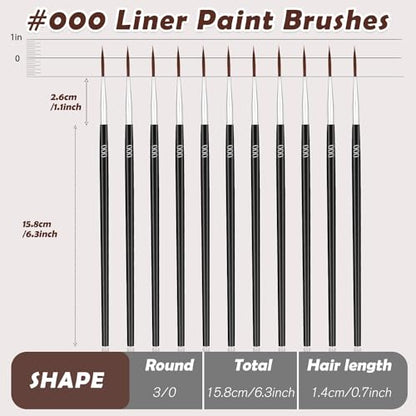 30Pcs Micro Paint Brushes Set with Protective Sleeve, Detail Paint Brushes #000 Fine Line Brushes Set for Watercolor, Acrylic, Crafts, Models - size: #000