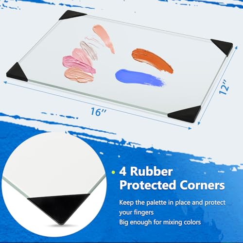 Glass Palette for Oil Painting, 16 x 12 Inches, Ultra Clear, Easy to Clean - color: 1pc-clear, size: 16" x 12" x 0.2"