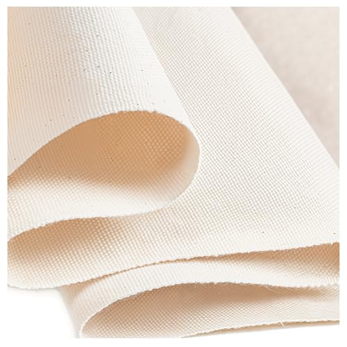 100% Cotton Canvas Fabric by the Yard, 63" x 5 Yards, 7 oz | Duck canvas fabric for painting, sewing, tote bags & DIY • One solid continuous piece • Extra length included - size: 5 Yards+ (63'' x 189'')