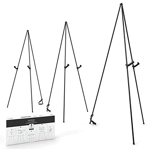 ARTEZA Display Stand, Pack of 3, 63-Inch Height, Black, Portable Easels for Trade Shows, Presentations, Art Displays - size: 3 Pack