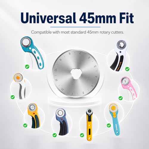10 Packs 45mm Rotary Cutter Blades 45mm Quilting supplies Rotary Cutter Blades for fabric by SSPONT, compatible with OLFA,Fiskars,Mr.Pen,DAFA,Truecut etc. Sewing Arts Crafts, Sharp and Durable - color: 45mm-10 PCS