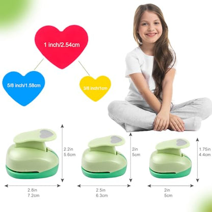 UCEC Heart Cutter 3 Pcs 1+5/8+3/8 Inch Hole Punch Heart Shapes Craft Punch - color: heart, size: 3pack, 3/8+5/8+1in