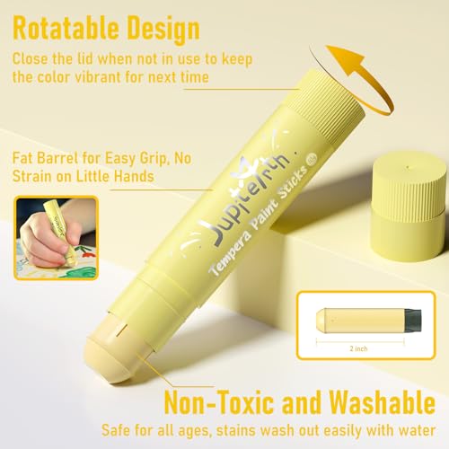 JUPITEARTH Tempera Paint Sticks for Kids, Quick Drying, 36 Colors - color: 36 Colors (Classic, Neon, Metallic, Pastel)