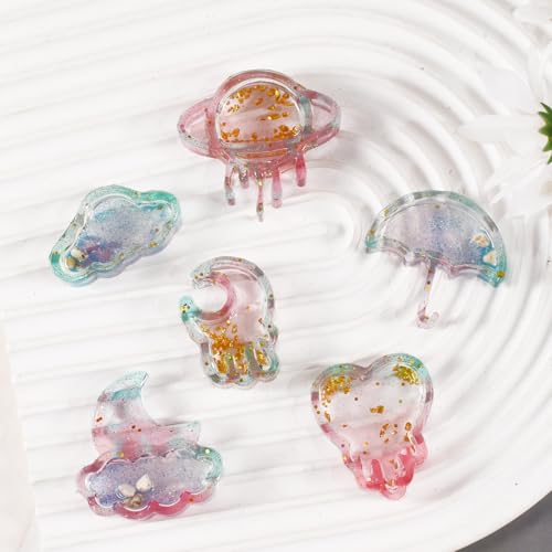 2 PCS Moon Cloud Heart Quicksand Resin Shaker Molds for Epoxy Resin Keychain & DIY Charm Pendant Craft