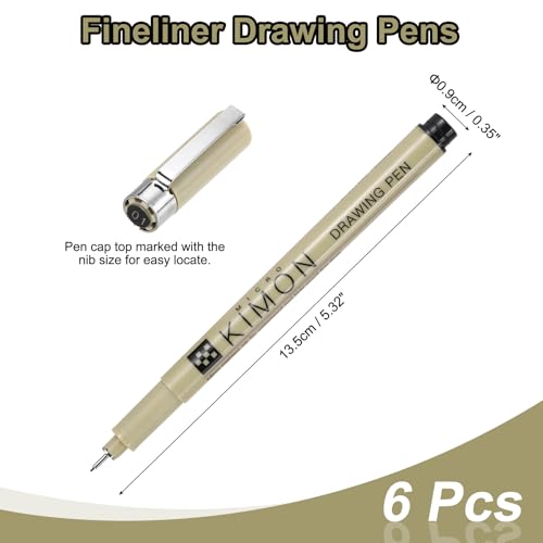 PATIKIL Fineliner Pens, 0.25mm Fine Points Drawing Pen Waterproof Inking Markers Liner Artist Watercolor Supplies Drawing Kit for Adult Sketching Journaling, Pack of 6 - style: 0.25mm Fine Points