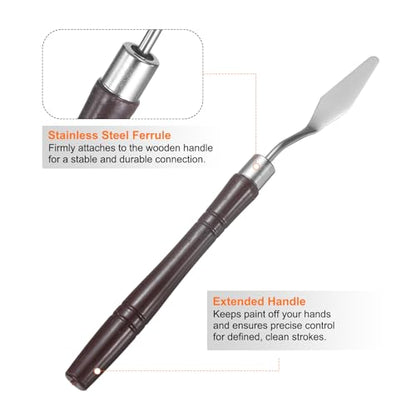 HARFINGTON 8pcs Palette Knife Painting Tool 6.3" Pointed Stainless Steel Blade Plastic Handle Spatula Painting Pallet Knife for Oil Acrylic, Red - size: 6.3"
