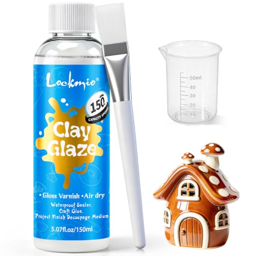 5.1FL OZ Air Dry Clay Glaze, High Gloss Varnish, Protective Sealant to Prevent Cracking & Scratching While Providing a Gloss Glaze Effect - for Ceramics, Wood, Acrylic Painting and Crafts (Gloss)