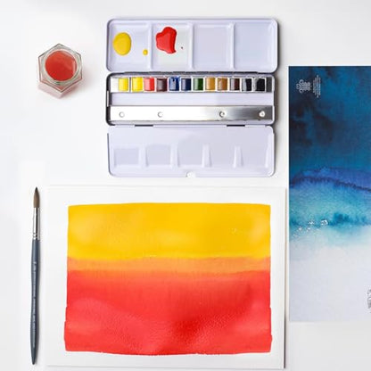 Winsor & Newton Professional Watercolor Paint Set, Customisable Travel Tin - style: Black Box 12 Half Pan